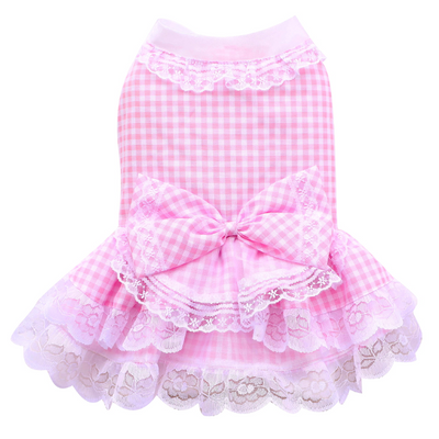 Gingham Pink Frills Doggy Party Dress