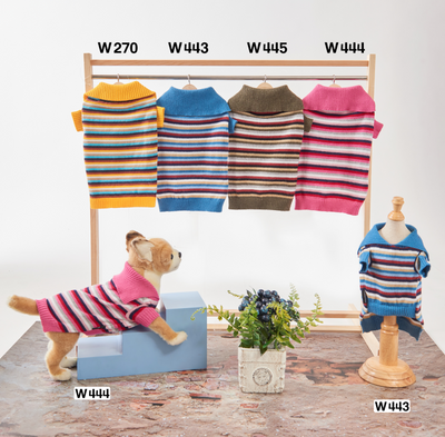 Polo Neck Knit Sweater - Rosie Pink Stripe