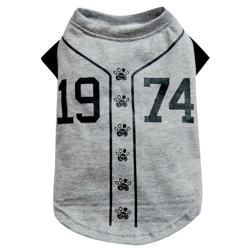SMALL DOG - Doggy Baseball T Shirt Grey