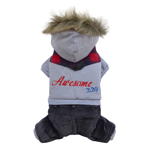 SMALL DOG - Awesome Doggy Snowboarder Onesie Grey