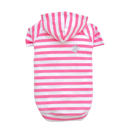 SMALL DOG - Striped Dog Hoody Pink