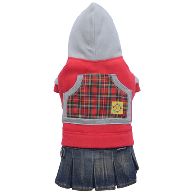 SMALL DOG - Homegirl Red Fleece and Denim skirt