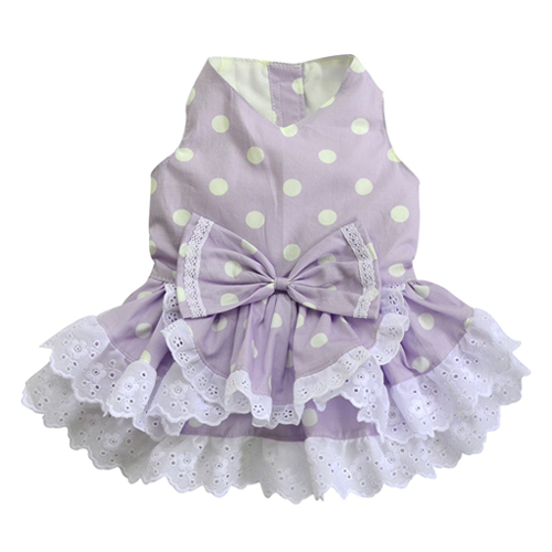 SMALL DOG - Pretty Polka Lilac Doggy Dress