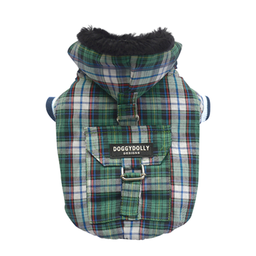 SMALL DOG - Green Plaid Doggy Jacket