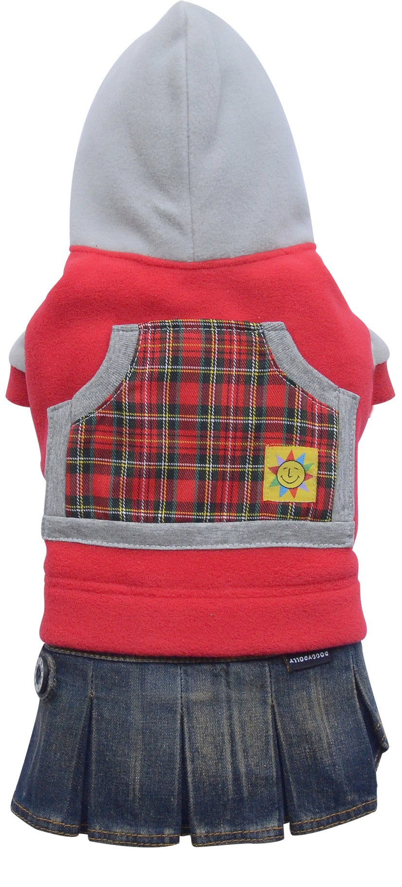 SMALL DOG - Homegirl Red Fleece and Denim skirt