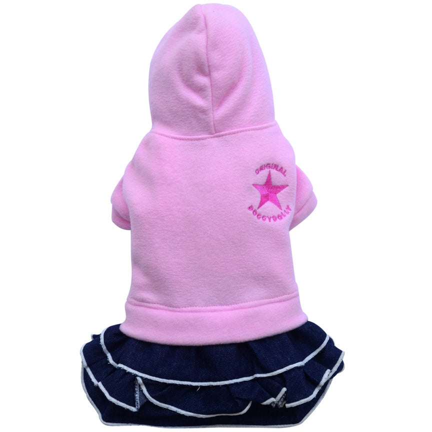 SMALL DOG - Pink Fleece and Denim skirt