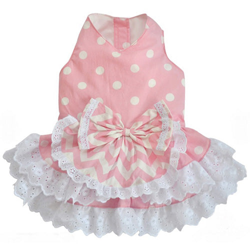 SMALL DOG - Polka Dot Baby Pink Dog Dress