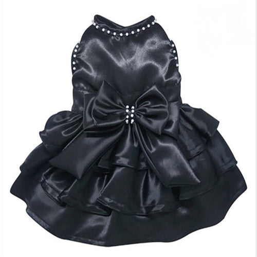 SMALL DOG - Glamorous Black Satin Doggy Dress