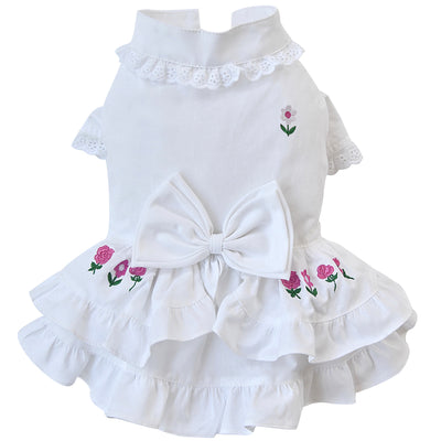 SMALL DOG -  White Posy Doggy Dress