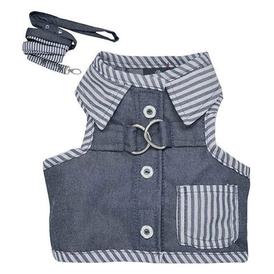 SMALL DOG - Grey Denim Stripe Harness