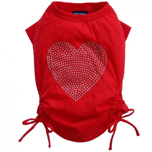 SMALL DOG - Red Love Heart Doggy T Shirt