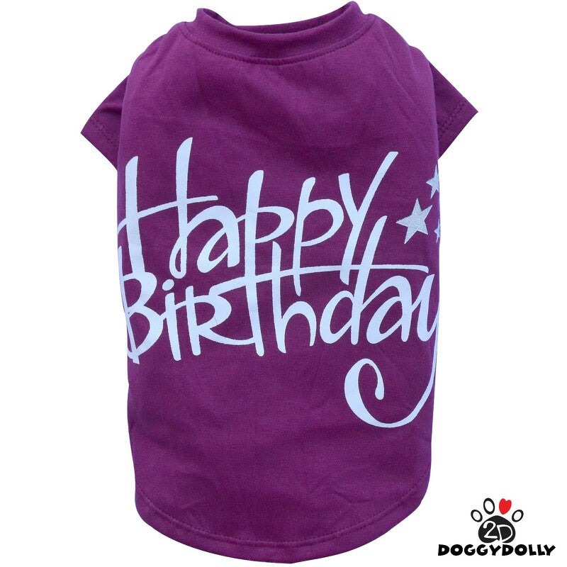 SMALL DOG - Birthday Doggy T Shirt Purple