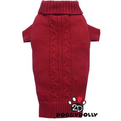 SMALL DOG - Red Doggy Polo Neck Sweater