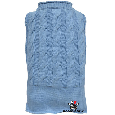 SMALL DOG - Blue Cable Knit Doggy Sweater