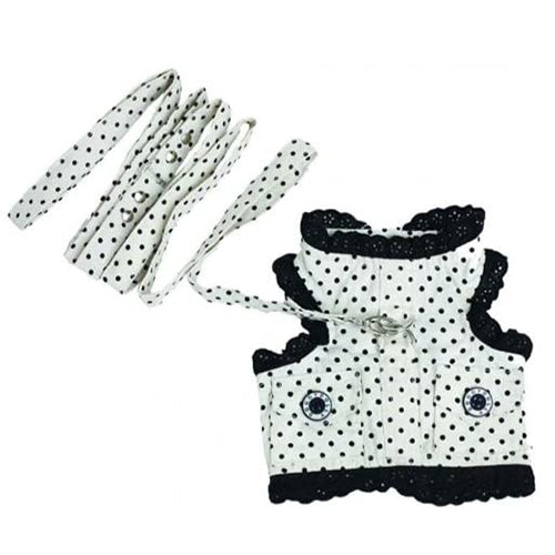 SMALL DOG - Black & White Polka Doggy Harness