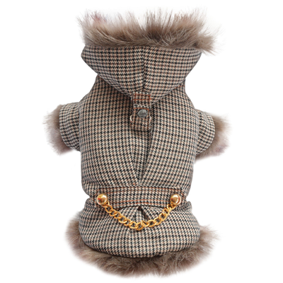 Lux Taupe Houndstooth Doggy Coat