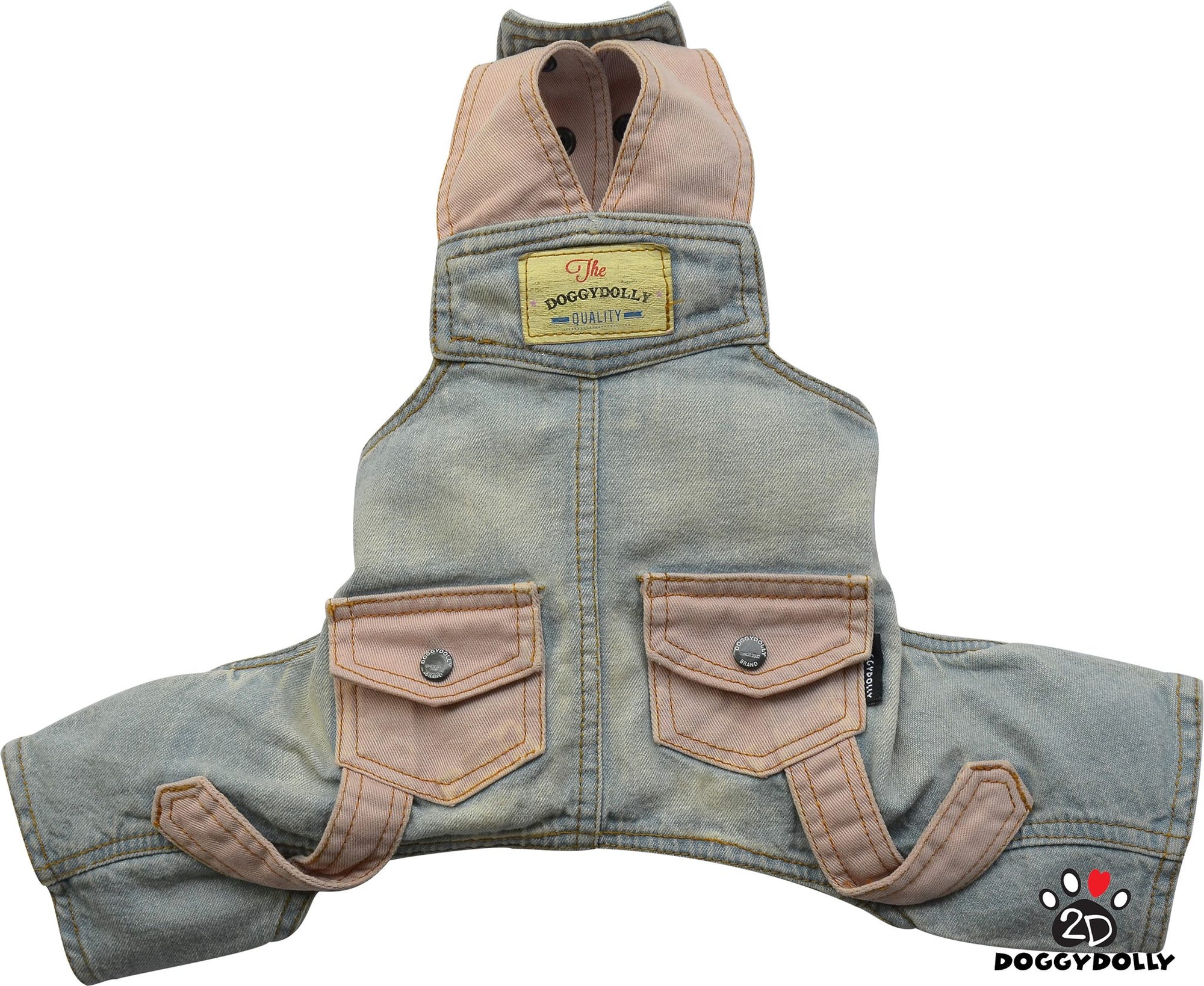 SMALL DOG - Doggy Denim and Tangerine Overalls