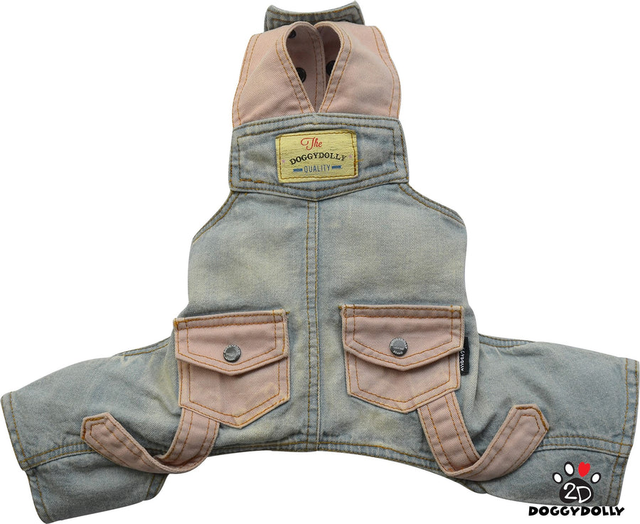 SMALL DOG - Doggy Denim and Tangerine Overalls